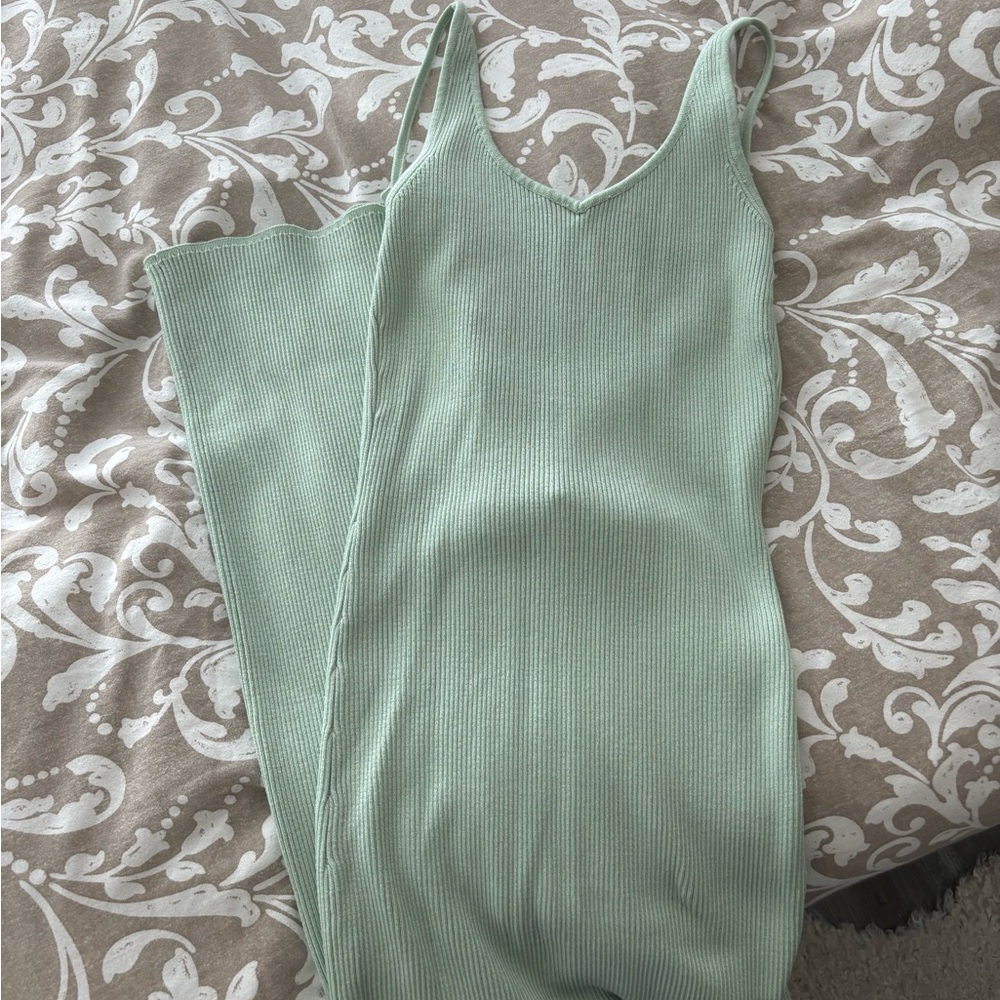 Zara Mint Green Ribbed Midi Dress